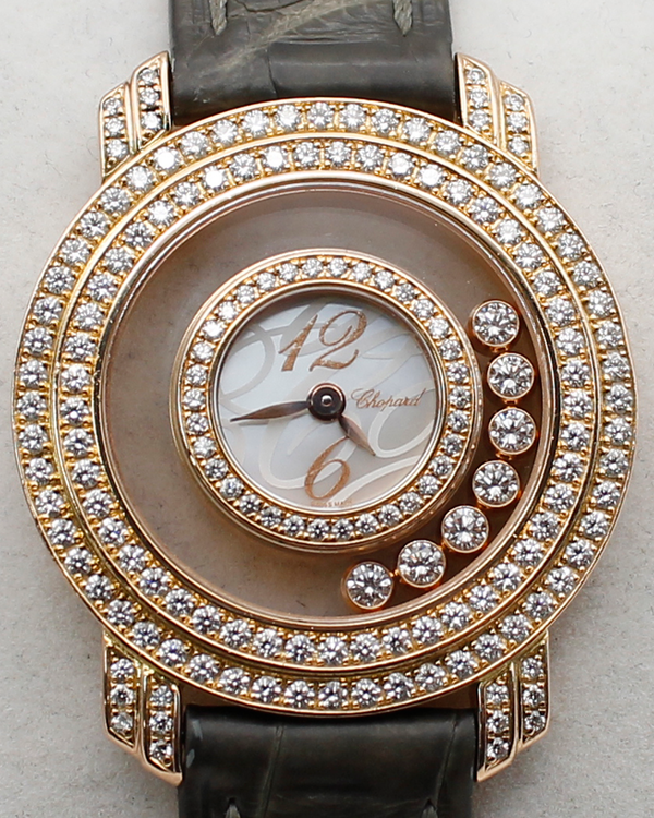 Chopard Happy Diamonds 30MM Quartz Mother of Pearl Dial Leather Strap (209245-5001)