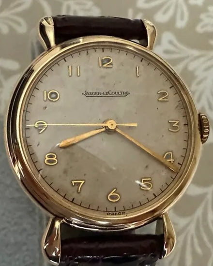 Jaeger-LeCoultre Vintage 33MM Grey Dial Aftermarket Leather Strap (12872)