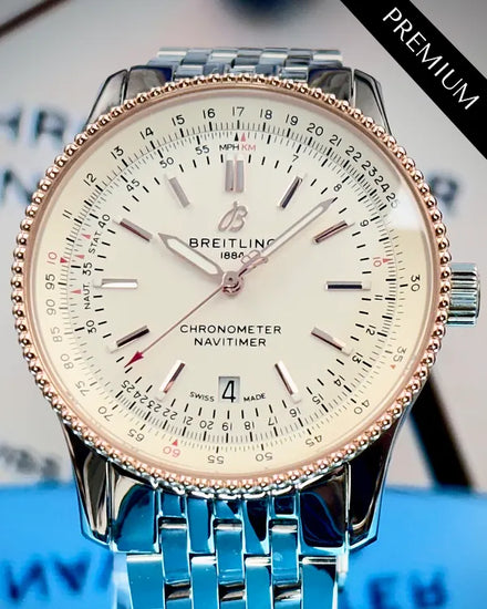 No reserve - Breitling Navitimer 41MM White Dial Steel Bracelet (U17326)