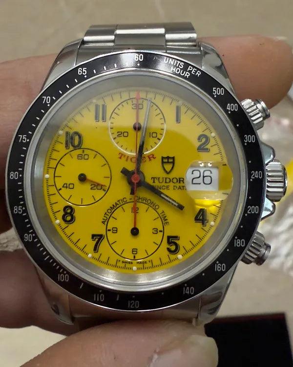 Tudor Prince Date "Tiger Woods" 40MM Yellow Dial Steel Bracelet (79260P)