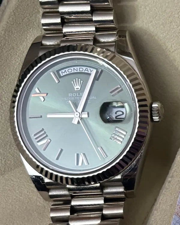 2023 Rolex Day-Date 40MM Green Dial White Gold President Bracelet (228239)