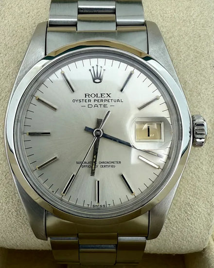 1978 (5.3 Mill Serial) Rolex Oyster Perpetual Date 34MM Silver Dial Oyster Bracelet (1500)