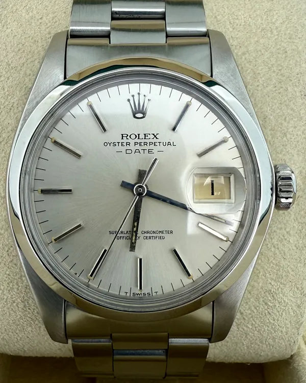 1978 (5.3 Mill) Rolex Oyster Perpetual Date 34MM Silver Dial Oyster Bracelet l (1500)