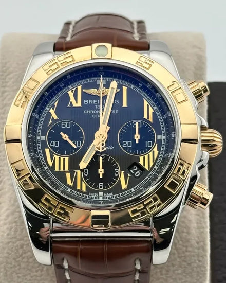 2009 Breitling Chronomat 44MM Black Dial Leather Strap (CB0110)