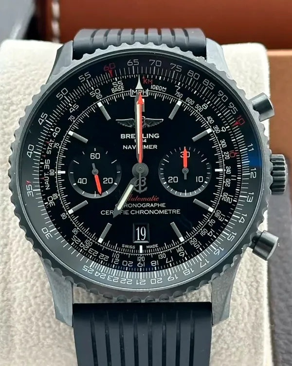 2017 Breitling Navitimer B01 Chronograph Blacksteel L.E. 46MM Black Dial Rubber Strap (MB012822)