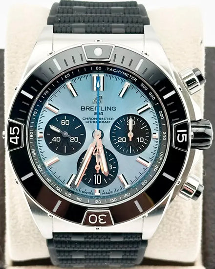 2024 Breitling Chronomat B01 44MM Ice Blue Dial Rubber Strap (PB0136)