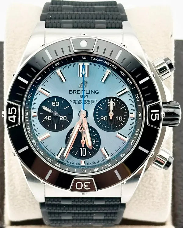 2024 Breitling Chronomat B01 44MM Ice Blue Dial Rubber Strap (PB0136)