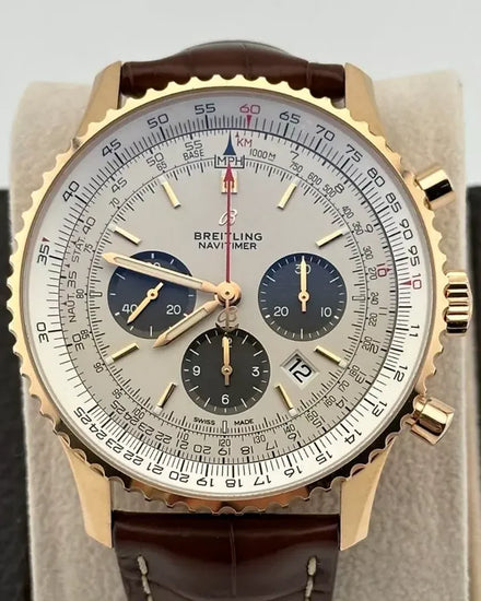2020 Breitling Navitimer 1 B01 Chronograph 46MM Silver Dial Leather Strap (RB0127)