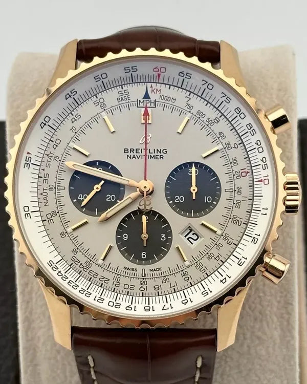 2020 Breitling Navitimer 1 B01 Chronograph 46MM Silver Dial Rose Gold Bracelet (RB0127)