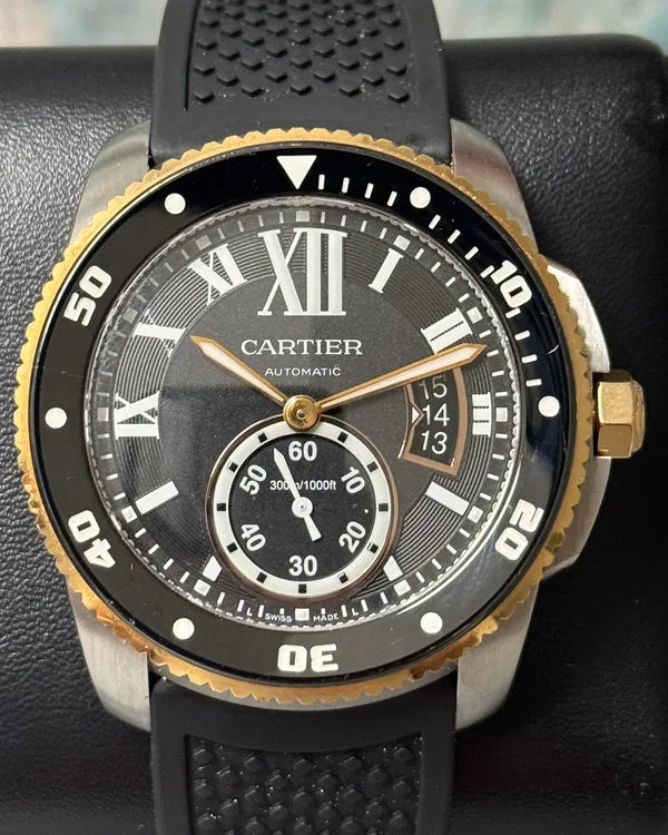Cartier Calibre de Cartier 42MM Black Dial Rubber Strap (W7100055)