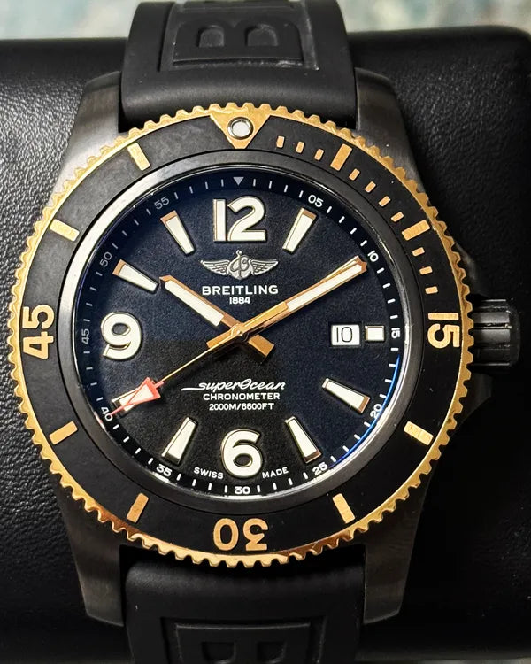 2022 Breitling Superocean Blacksteel 46MM Black Dial Rubber Strap (U17368)