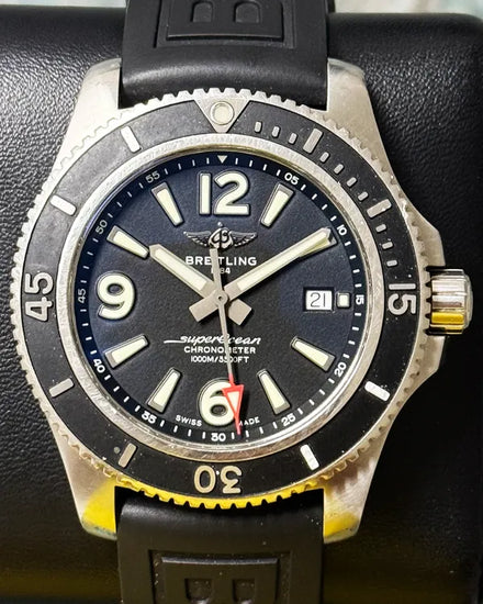 Breitling Superocean 44MM Black Dial Rubber Strap (A17367)