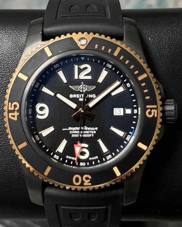 2022 Breitling Superocean Blacksteel 46MM Black Dial Rubber Strap (U17368)
