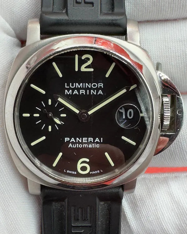 2007 Panerai Luminor Marina 40MM Black Dial Rubber Strap (PAM00048)