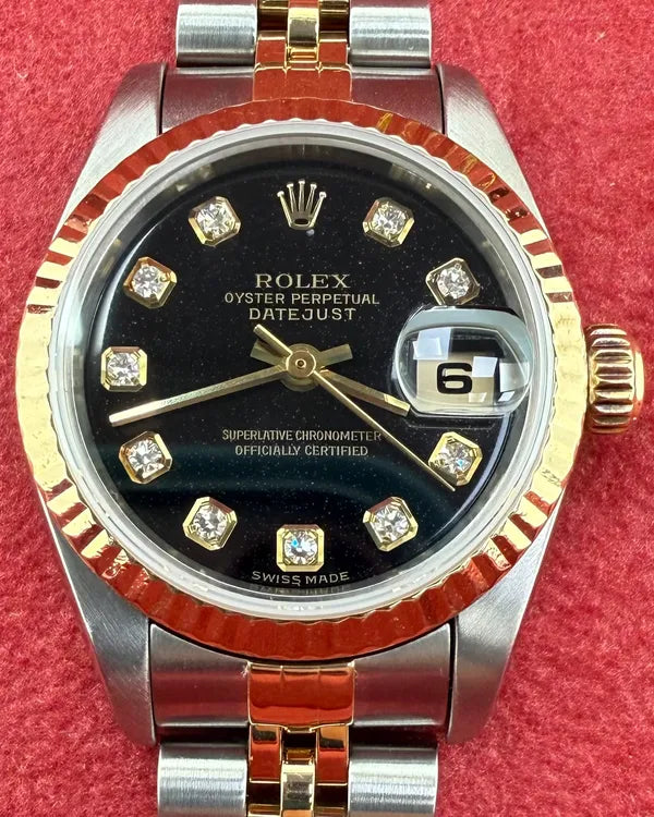 2002 (Y Serial) Rolex Lady-Datejust 26MM Black Dial Two-Tone Jubilee Bracelet (79173G)