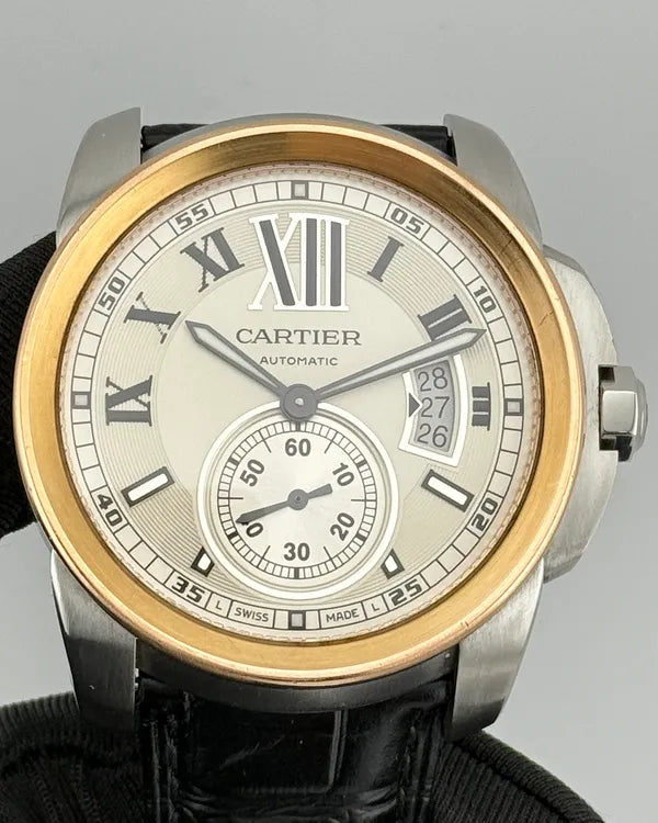 Cartier Calibre de Cartier 42MM Silver Dial Leather Strap (W7100039)