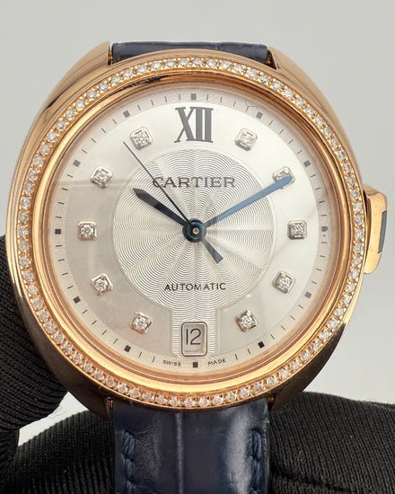 Cartier Cle De Cartier 35MM Silver Dial Aftermarket Leather Strap (WJCL0032)