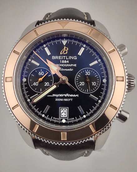 2018 Breitling Superocean Heritage Chronograph 44MM Black Dial Leather Strap (U2337012/BB81)
