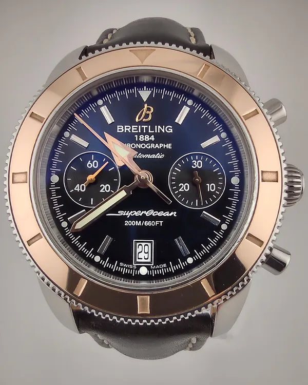 2018 Breitling Superocean Heritage Chronograph 44MM Black Dial Leather Strap (U2337012/BB81)