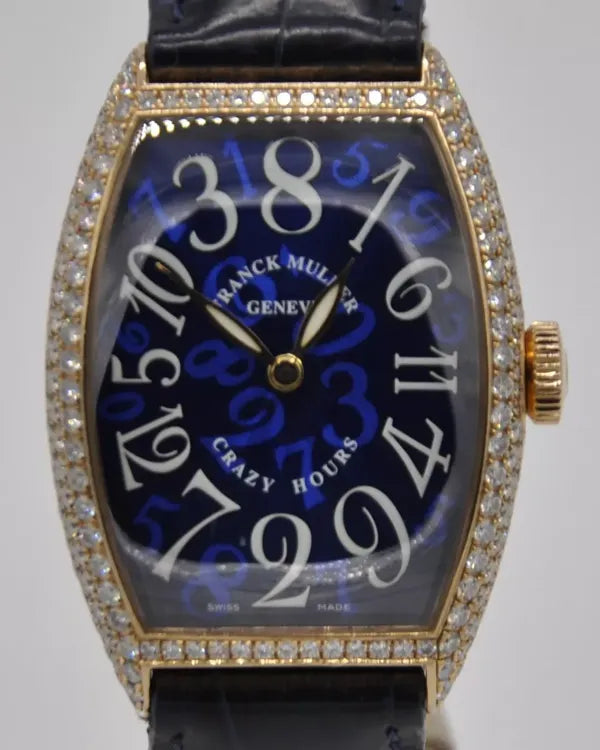 Franck Muller Casablanca Sunset Crazy Hours 38MM Blue Dial Leather Strap (5850CH)