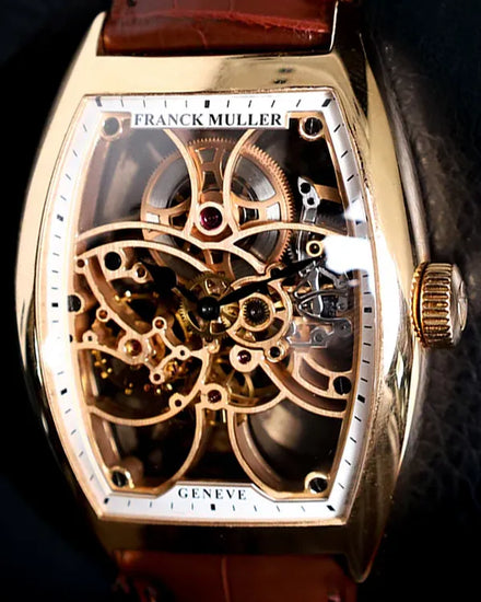 Franck Muller Cintrée Curvex 39.6MM Skeleton Dial Leather Strap (8880 B S6 SQT)