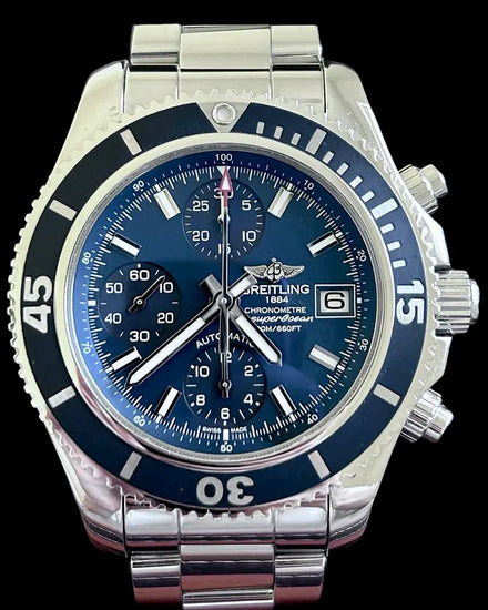 No Reserve - 2018 Breitling Superocean Chronograph 42MM Blue Dial Steel Bracelet (A13311D1/C971)