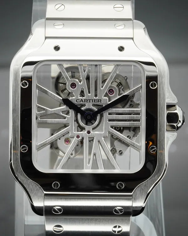 2025 Cartier Santos De Cartier 39.8MM Skeleton Dial Steel Bracelet (WHSA0015)
