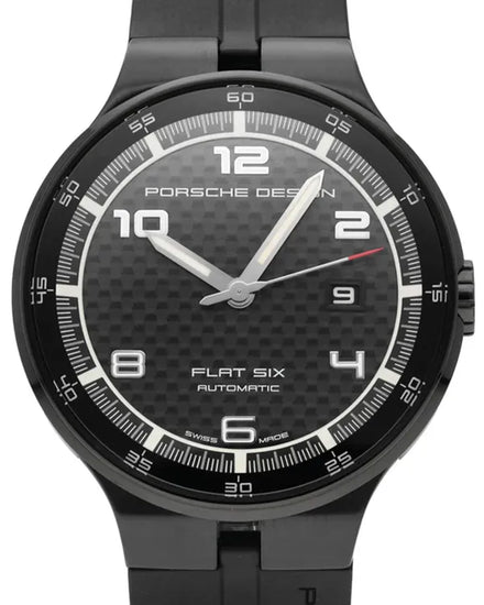 2025 Porsche Design Flat Six 44MM Black Dial Rubber Strap (P.635043041254)