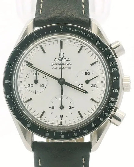 Omega Speedmaster Reduced 39MM White Dial Leather Strap (175.0032)