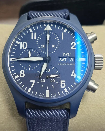 2023 IWC Schaffhausen Pilot Chronograph Top Gun "Oceana Blue" 42MM Blue Dial Textile/Rubber Strap (IW389404)
