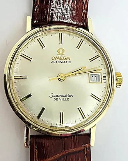 Omega Seamaster DeVille 34.2MM Off-White Dial Aftermarket Leather Strap (LL6590-1)