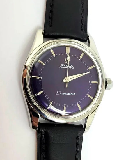 Omega Seamaster 34MM Purple Dial Aftermarket Leather Strap (2869-1)
