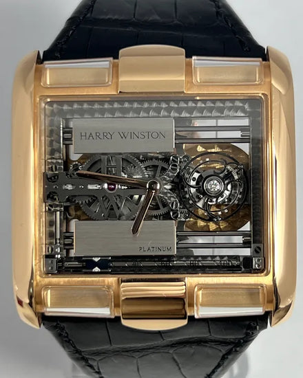 Harry Winston Avenue Tourbillon "Glissiere" L.E. 49MM Skeleton Dial Leather Strap (350/MATRL)