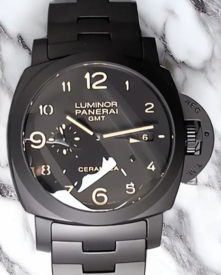 2015 Panerai Luminor 1950 GMT "Tuttonero" 44MM Black Dial Ceramic Bracelet (PAM00438)