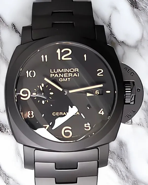 2015 Panerai Luminor 1950 GMT "Tuttonero" 44MM Black Dial Ceramic Bracelet (PAM00438)