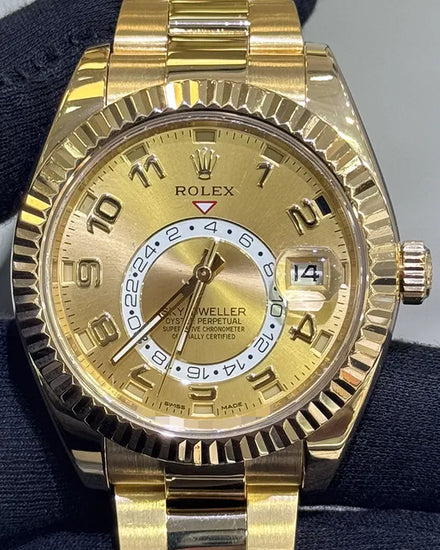 Rolex Sky-Dweller 42MM Champagne Dial Yellow Gold Oyster Bracelet (326938)