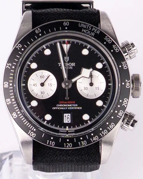 No Reserve - 2023 Tudor Black Bay Chrono 41MM Black Dial Aftermarket Rubber Strap (79360N)