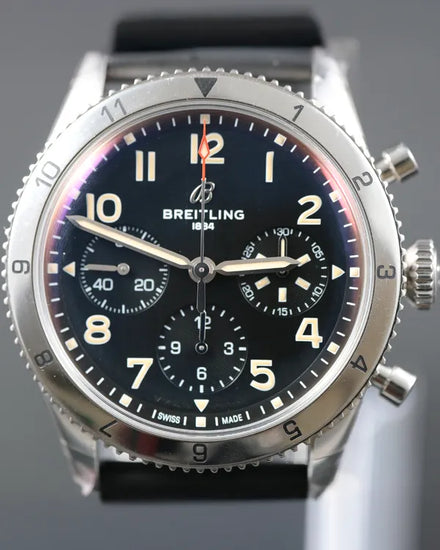 2024 Breitling Classic Avi Chronograph P-51 Mustang 42MM Black Dial Rubber Strap (A23380)