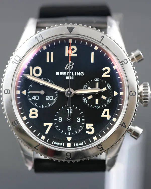 2024 Breitling Classic Avi Chronograph P-51 Mustang 42MM Black Dial Rubber Strap (A23380)