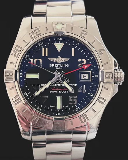 No Reserve - 2014 Breitling Avenger II GMT 43MM Black Dial Steel Bracelet (A3239011/BC34)