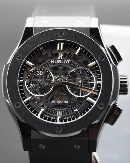 2024 Hublot Classic Fusion Aerofusion "Black Magic" 45MM Skeleton Dial Rubber Strap (525.CM.0170.RX)