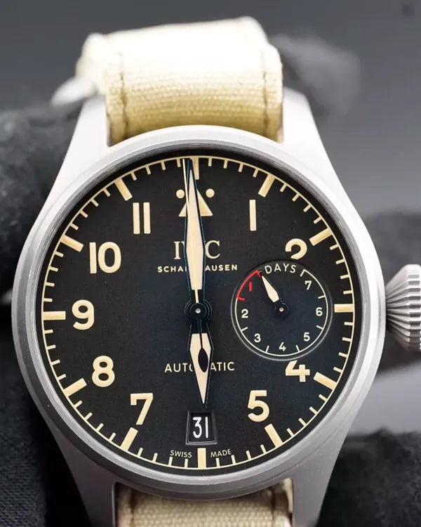 2018 IWC Schaffhausen Pilot Heritage 7 Days 46.2MM Black Dial Textile Strap (IW501004)