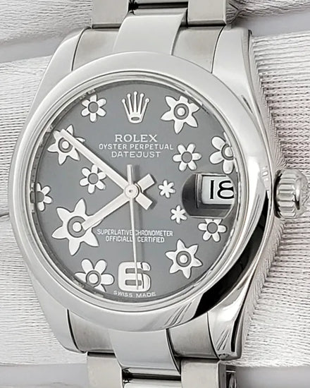 Rolex Datejust 31MM Grey "Floral Motif" Dial Oyster Bracelet (178240)
