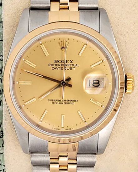 Rolex Datejust 36MM Champagne Dial Two-Tone Jubilee Bracelet (16233)