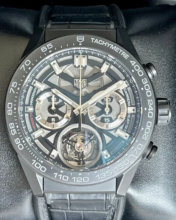2017 Tag Heuer Carrera Heuer-02T 45MM Skeleton Dial Leather Strap (CAR5A90.FC6415)