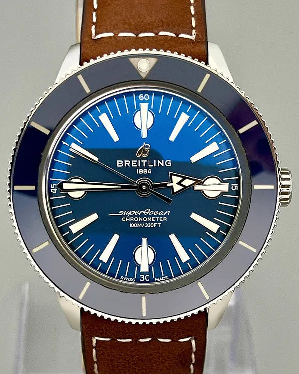 No Reserve - 2020 Breitling Superocean Heritage '57 42MM Blue Dial Leather Strap (A10370161C1X1)