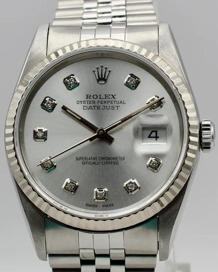 1992 Rolex Datejust 36MM Aftermarket Silver Dial Jubilee Bracelet (16234)
