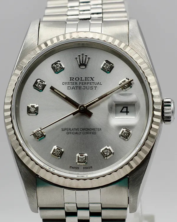 Rolex Datejust 36MM Aftermarket Silver Dial Steel Jubilee Bracelet (16234)