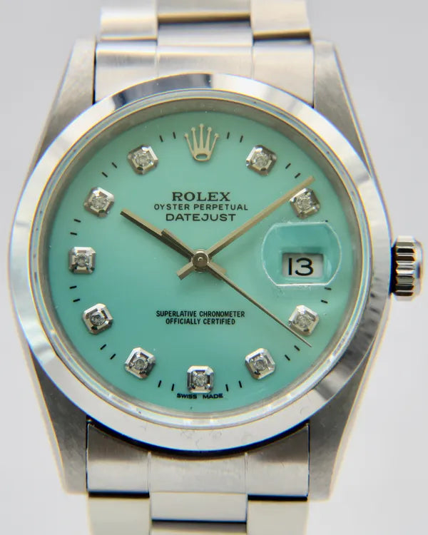 Rolex Datejust 36MM Aftermarket "Tiffany" Blue Dial Oyster Bracelet (16200)