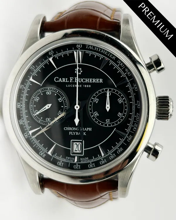 Carl F. Bucherer Manero Chronograph 43MM Black Dial Leather Strap (00.10919.08.33.01)